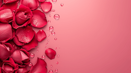 创意情人节玫瑰唯美浪漫红色爱心花瓣的背景图1