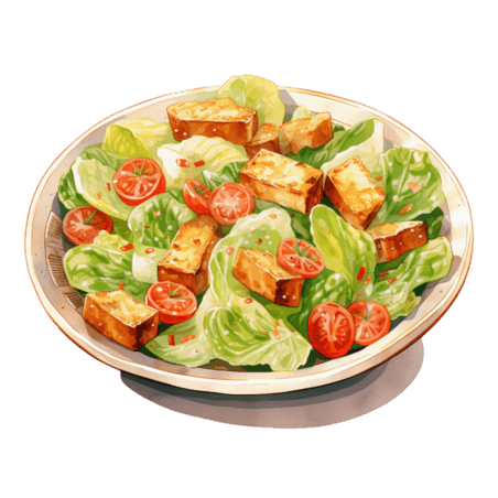 创意写实美味菜肴元素免抠图案蔬菜沙拉