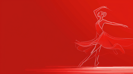 妇女节舞蹈红色创意跳舞的小姑娘背景插画0