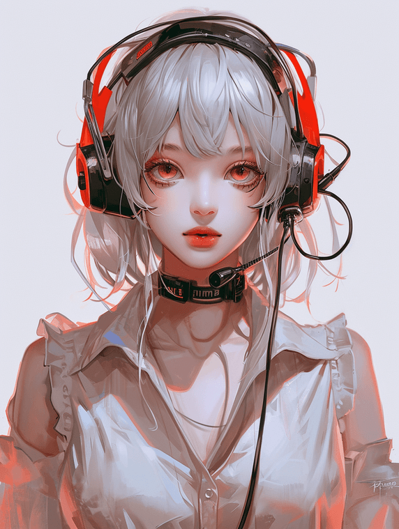 创意客服服务人员直播主播人物漫画风