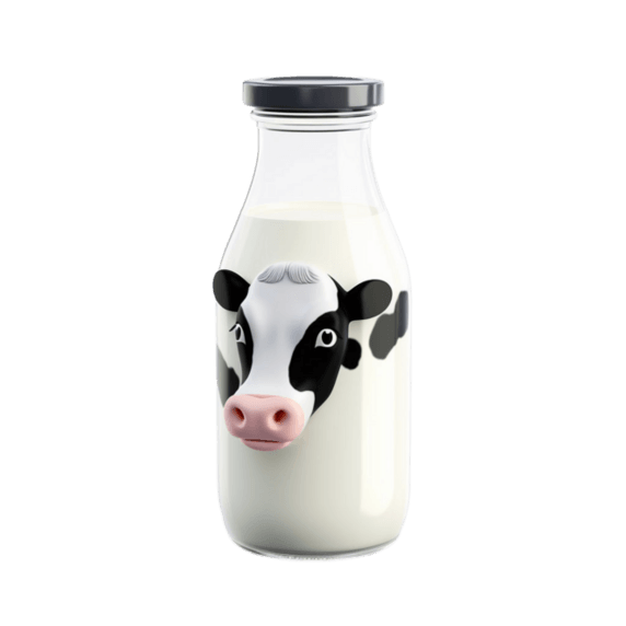 创意绘画牛奶牧场乳制品元素免抠图案