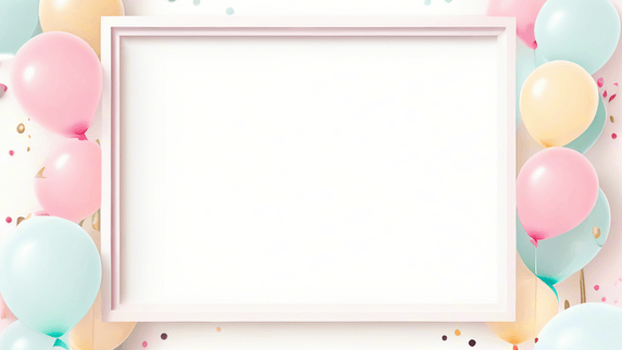 创意生日庆祝清新粉色情人节气球边框图片