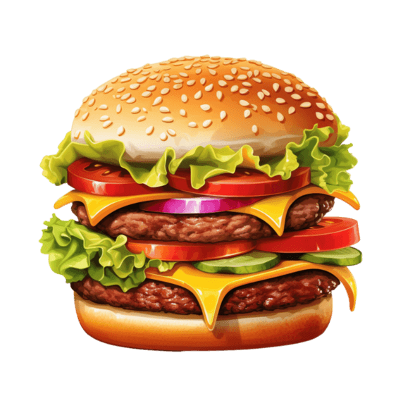 创意汉堡包食物元素免抠图案