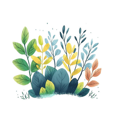 创意春天植物插画免抠元素手绘