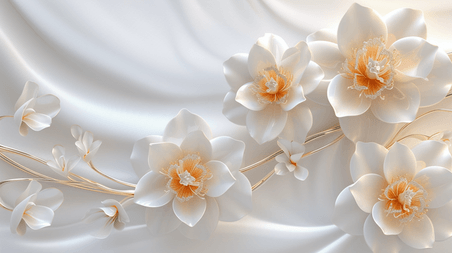 创意白色立体浪漫妇女节欧式简约花朵金属质感的插画4