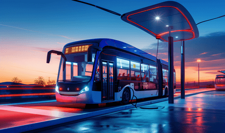 创意电车充电中快充新能源大巴士