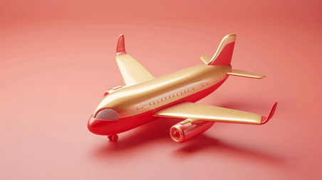 创意红黄色儿童玩具飞机的交通工具插画10