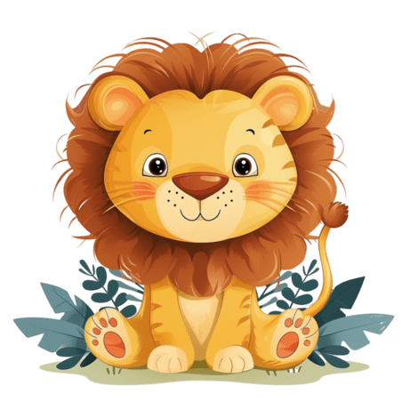 创意手绘可爱狮子免抠卡通元素