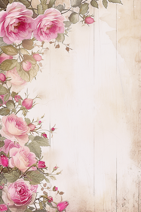 创意春天母亲节粉色复古春天绽放的花朵插画手绘信纸