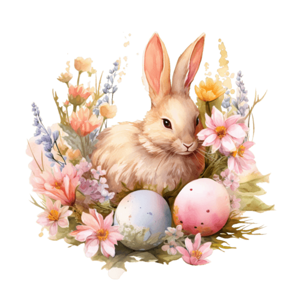 创意复活节水彩矢量可爱兔子元素免抠图案