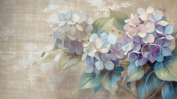 创意绣球花植物复古手绘蓝色花束插画13