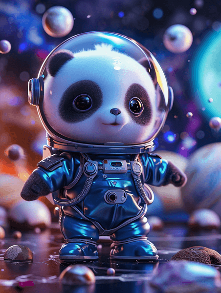 创意身穿宇航服小熊猫IP宇航员