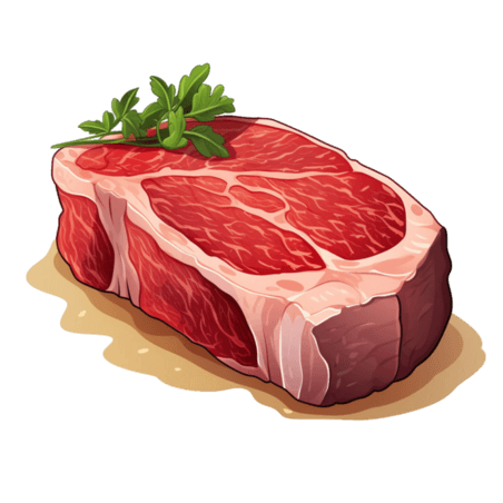 创意ai新鲜肉排餐饮牛肉生鲜元素免抠图案