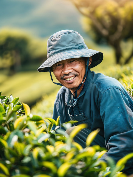创意茶园的园丁在采茶人物农民摄影图