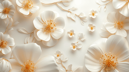 创意白色欧式简约花朵金属质感的立体浪漫妇女节插画5