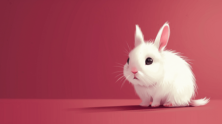 创意红色场景可爱小动物小兔子的插画11