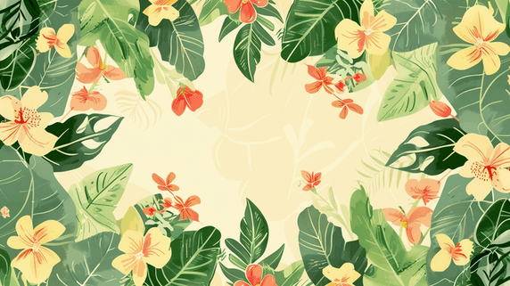 创意绿色春天夏天植物装饰叶子边框背景10