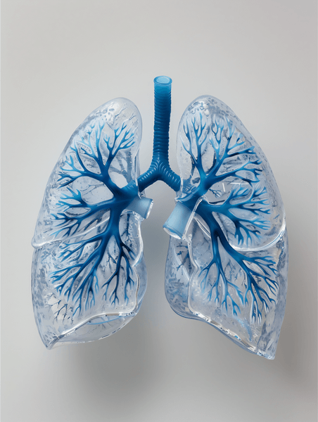 蓝色创意肺部健康呼吸内科医疗健康疾病透视