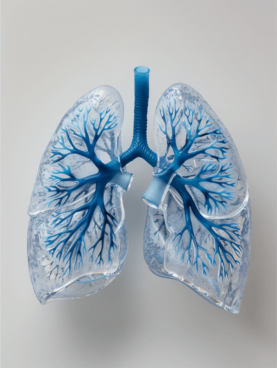 蓝色创意肺部健康呼吸内科医疗健康疾病透视