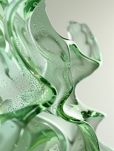 创意绿色玻璃迎风飘扬抽象背景