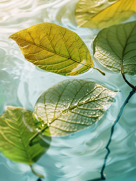 创意水中的叶子素材植物夏天清凉
