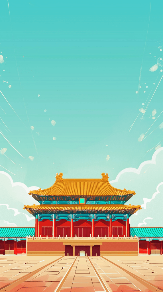 创意国风北京地标简约语文课本封面故宫建筑背景
