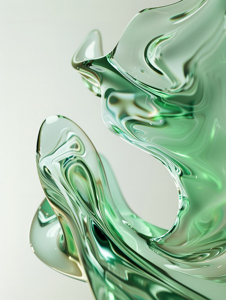 创意绿色玻璃迎风飘扬抽象背景素材