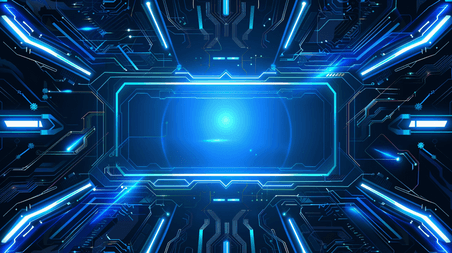 创意蓝色科幻商务企业科技感边框背景18