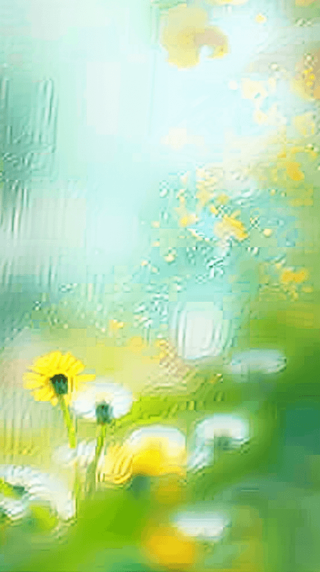 创意春天谷雨节气雨中柔和模糊黄色花朵下雨油画背景素材