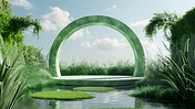 创意绿色春天3D拱门展览空间展台场景空镜大气企业商务宣传抽象