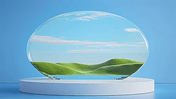 创意春天风景空镜大气企业商务宣传抽象展览空间3D透明展台场景设计图