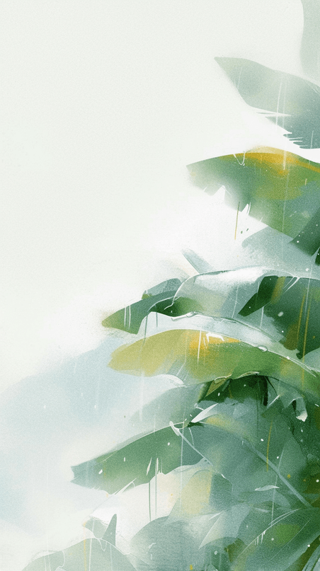 创意春天谷雨节气夏天雨水雨中绿植芭蕉叶背景素材