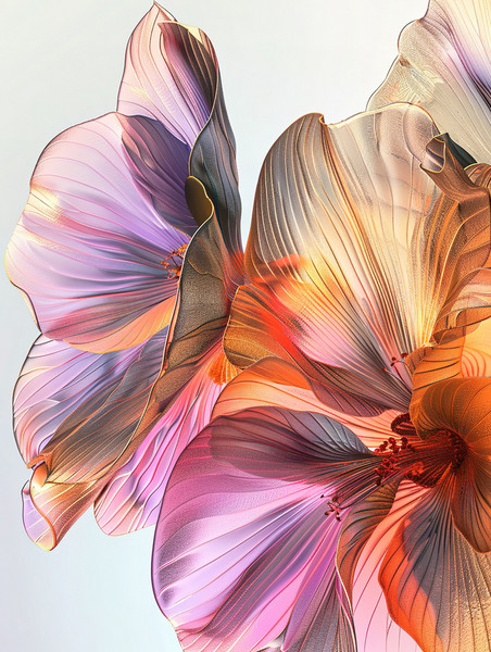 创意磨砂玻璃透明橙色花朵浪漫唯美插画设计