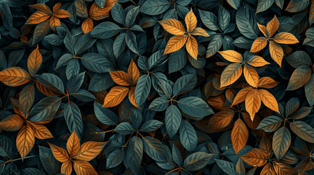 植物彩色夏天深色阳光树叶纹理叶片景色的背景17