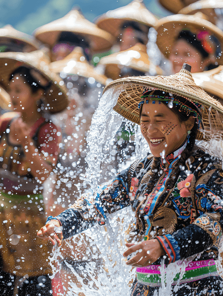创意西双版纳传统节日泼水节庆祝民族传统节日习俗