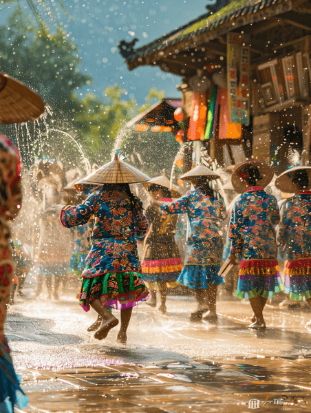 创意泼水节西双版纳传统傣族节日庆祝民族传统节日习俗