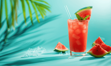 创意夏季夏天清凉冰爽鲜榨西瓜汁水果汁
