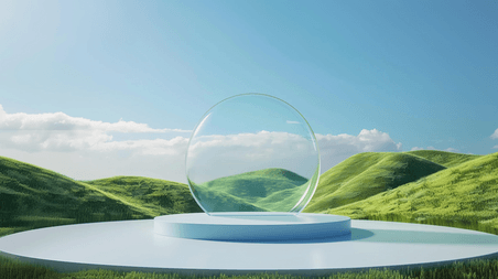 创意春天空镜风景展览空间3D透明展台场景10设计