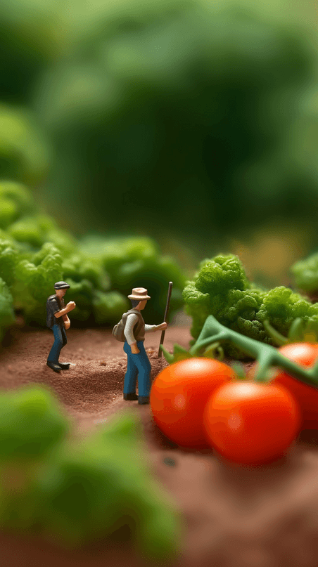 创意五一劳动节菜园里微景观劳动人物种植蔬菜设计图