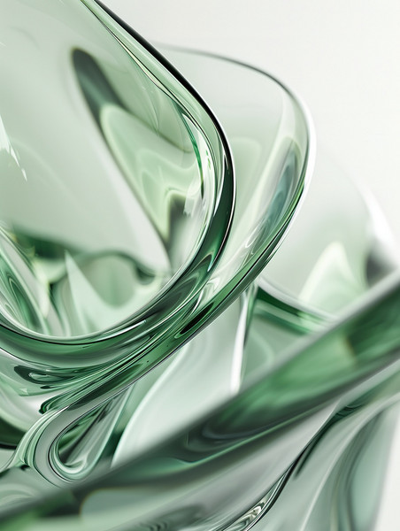 创意绿色玻璃迎风飘扬抽象设计