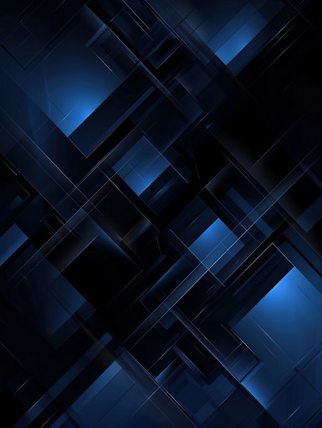 创意方形几何黑色和蓝色科技企业商务暗黑背景