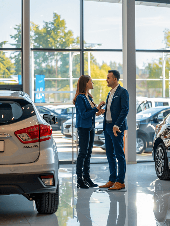 创意情侣在汽车4s店购买汽车车企销售
