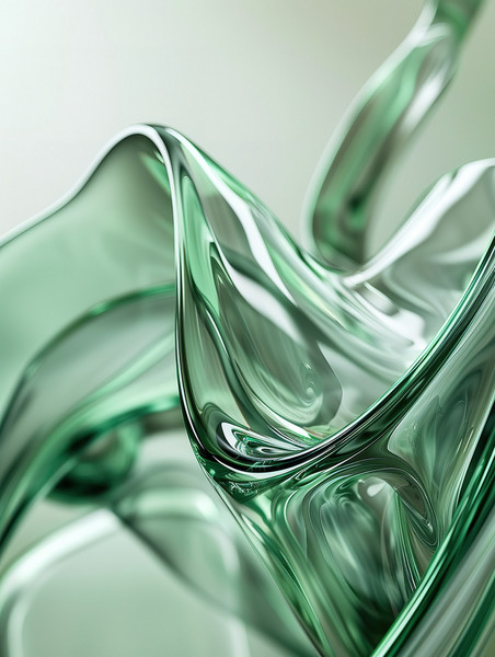 创意绿色玻璃迎风飘扬抽象设计图