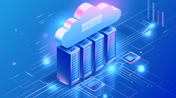 创意蓝色立体商务科技云服务云数据云端插画7