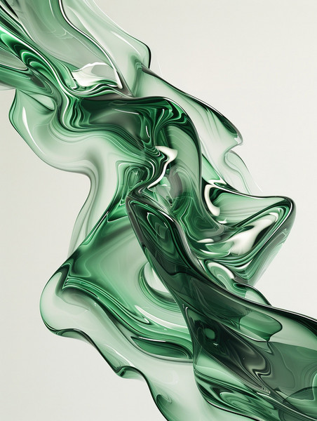 创意绿色玻璃迎风飘扬抽象设计图