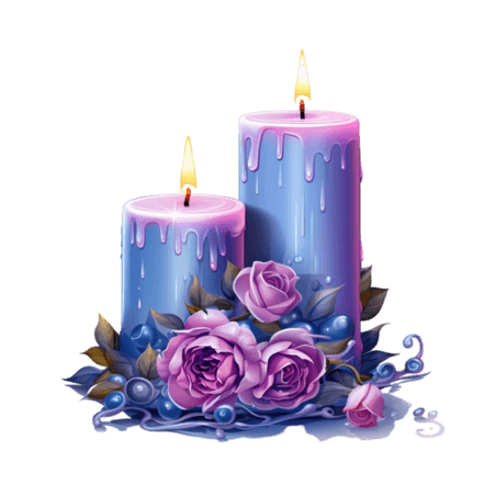 创意浪漫唯美紫色蜡烛种类元素免抠图案