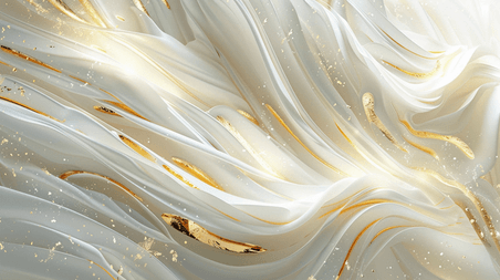 创意白色渐变纹理艺术线条飘逸的白色金色晕染丝绸背景