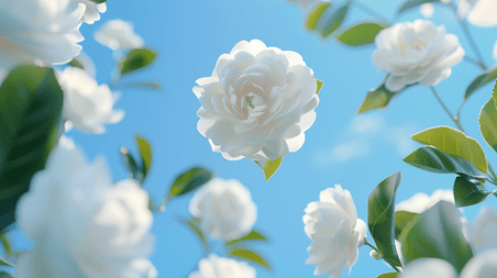 创意白色花朵清新淡雅浪漫唯美清新花朵茉莉花背景