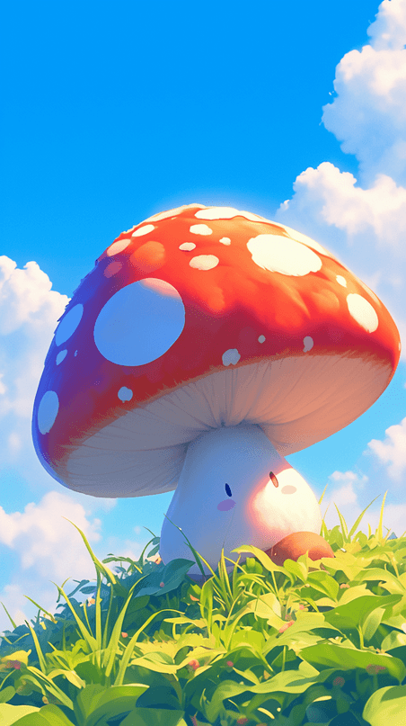 创意可爱风春天彩色鲜艳的卡通大蘑菇设计图
