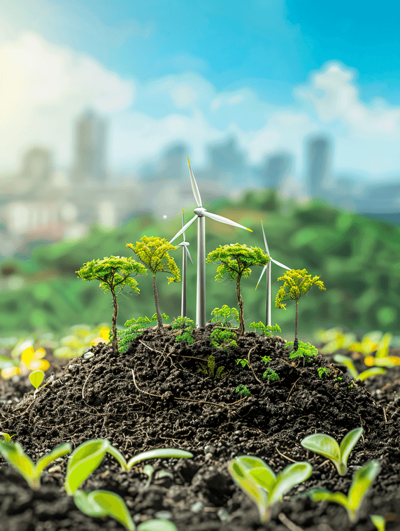 创意新能源创新农业发展环保风车植树